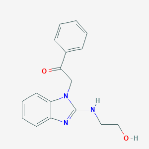 molecular formula C17H17N3O2 B126689 2-{2-[(2-hydroxyethyl)amino]-1H-benzimidazol-1-yl}-1-phenylethanone CAS No. 154055-44-4