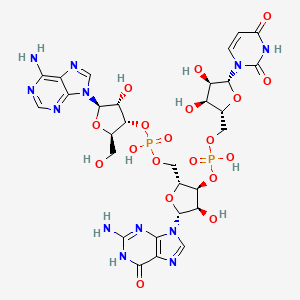 molecular formula C29H36N12O19P2 B12669064 Uridylyl-(5'.3')-guanylyl-(5'.3')-adenosine CAS No. 3494-34-6