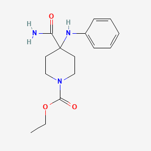 molecular formula C15H21N3O3 B12669080 Ethyl 4-carbamoyl-4-(phenylamino)piperidine-1-carboxylate CAS No. 83783-72-6