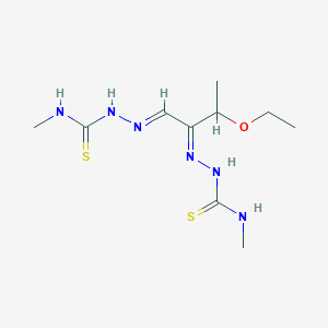 molecular formula C10H20N6OS2 B12669088 Hydrazinecarbothioamide, 2,2'-(1-(1-ethoxyethyl)-1,2-ethanediylidine)bis(N-methyl- CAS No. 5093-92-5