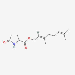 molecular formula C15H23NO3 B12669096 (E)-3,7-Dimethylocta-2,6-dienyl 5-oxo-DL-prolinate CAS No. 64431-72-7