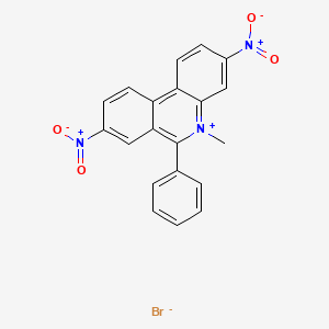 molecular formula C20H14BrN3O4 B12669121 5-Methyl-3,8-dinitro-6-phenylphenanthridinium bromide CAS No. 66180-22-1
