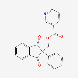 molecular formula C22H15NO4 B12669161 (2,3-Dihydro-1,3-dioxo-2-phenyl-1H-inden-2-yl)methyl nicotinate CAS No. 66972-35-8