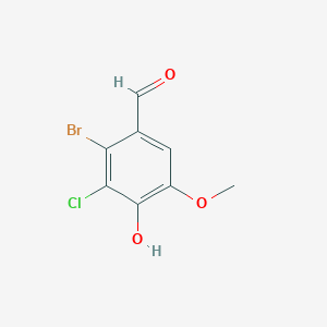 molecular formula C8H6BrClO3 B1266919 2-Bromo-3-chloro-4-hydroxy-5-methoxybenzaldehyde CAS No. 90004-83-4