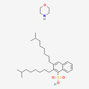 molecular formula C28H44O3S.C4H9NO<br>C32H53NO4S B12669197 2,3-Bis(7-methyloctyl)naphthalene-1-sulfonic acid;morpholine CAS No. 89921-55-1