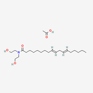 molecular formula C22H41NO3.C2H4O2<br>C24H45NO5 B12669217 Bis(2-hydroxyethyl)(octadeca-9,12-dienoyl)ammonium acetate CAS No. 94094-36-7