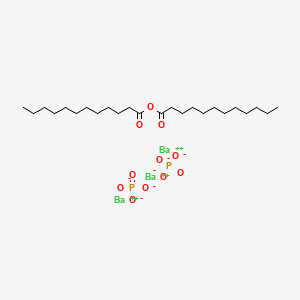 molecular formula C24H46Ba3O11P2 B12669280 Lauric acid, monoanhydride with phosphoric acid, barium salt CAS No. 84625-52-5
