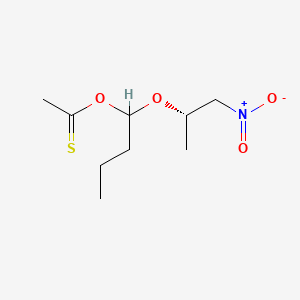molecular formula C9H17NO4S B12669321 Ethanethioic acid, S-(1-(1-methyl-2-nitroethoxy)butyl) ester CAS No. 54266-64-7