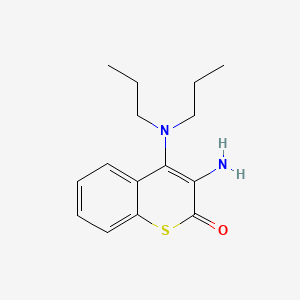 molecular formula C15H20N2OS B12669326 1-Thiocoumarin, 3-amino-4-dipropylamino- CAS No. 102367-25-9