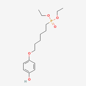 molecular formula C16H27O5P B12669542 Phosphonic acid, (6-(4-hydroxyphenoxy)hexyl)-, diethyl ester CAS No. 89210-98-0