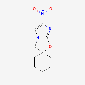 molecular formula C10H13N3O3 B12669701 Spiro(cyclohexane-1,2'(3'H)-imidazo(2,1-b)oxazole), 6'-nitro- CAS No. 127692-24-4