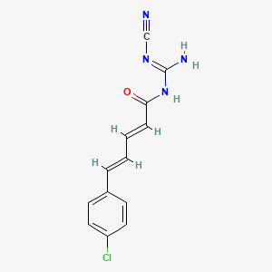 molecular formula C13H11ClN4O B12669763 N-(5-(4-Chlorophenyl)-2,4-pentadienoyl)-N'-cyanoguanidine CAS No. 5398-83-4