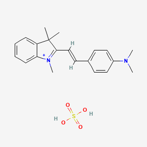 molecular formula C21H27N2O4S+ B12669783 N,N-dimethyl-4-[(E)-2-(1,3,3-trimethylindol-1-ium-2-yl)ethenyl]aniline;sulfuric acid CAS No. 84455-53-8