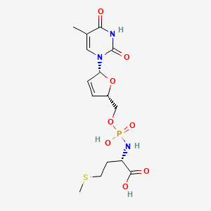 molecular formula C15H22N3O8PS B12669867 L-Methionine, N-(2',3'-didehydro-3'-deoxy-5'-thymidylyl)- CAS No. 184031-56-9
