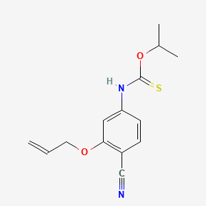 molecular formula C14H16N2O2S B12669928 Carbamothioic acid, (4-cyano-3-(2-propenyloxy)phenyl)-, O-(1-methylethyl) ester CAS No. 165549-99-5