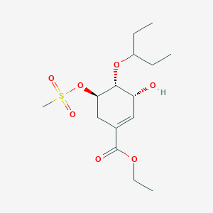 molecular formula C15H26O7S B126700 ethyl (3R,4R,5R)-3-hydroxy-5-methylsulfonyloxy-4-pentan-3-yloxycyclohexene-1-carboxylate CAS No. 204254-94-4
