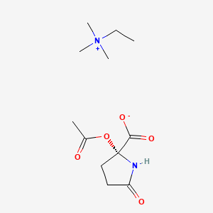 molecular formula C12H22N2O5 B12670094 Ethyltrimethylammonium 2-acetoxy-5-oxo-L-prolinate CAS No. 93857-26-2