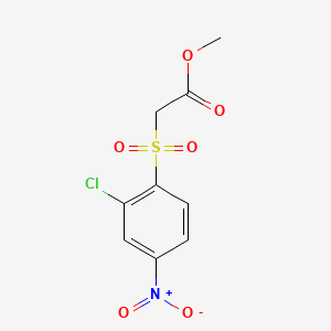 molecular formula C9H8ClNO6S B12670259 Acetic acid, ((2-chloro-4-nitrophenyl)sulfonyl)-, methyl ester CAS No. 139326-49-1