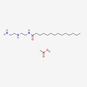 molecular formula C18H39N3O.C2H4O2<br>C20H43N3O3 B12670328 N-(2-((2-Aminoethyl)amino)ethyl)myristamide monoacetate CAS No. 94113-40-3