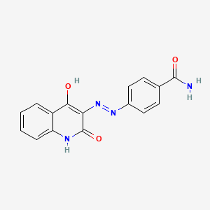 molecular formula C16H12N4O3 B12670356 4-((E)-(2,4-Dihydroxyquinolin-3-yl)diazenyl)benzamide CAS No. 6300-17-0