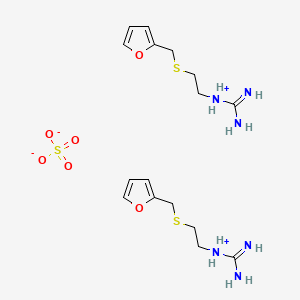 molecular formula C16H28N6O6S3 B12670418 carbamimidoyl-[2-(furan-2-ylmethylsulfanyl)ethyl]azanium;sulfate CAS No. 85293-44-3