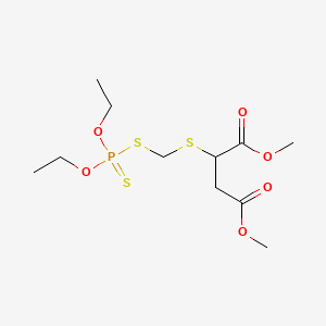 molecular formula C11H21O6PS3 B12670468 Butanedioic acid, ((((diethoxyphosphinothioyl)thio)methyl)thio)-, dimethyl ester CAS No. 63233-98-7
