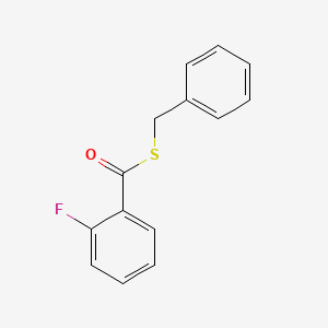 molecular formula C14H11FOS B12670675 Benzoic acid, O-fluorothio-, S-benzyl ester CAS No. 724-38-9