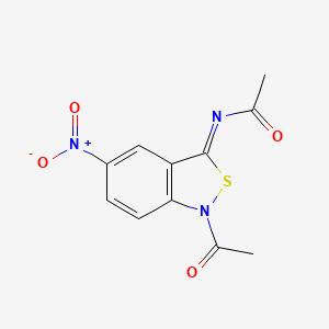 molecular formula C11H9N3O4S B12670708 N-(1-Acetyl-5-nitro-2,1-benzisothiazol-3(1H)-ylidene)acetamide CAS No. 106532-60-9