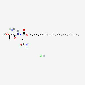 molecular formula C27H54ClN3O5 B12670717 D-Glutamine, N2-L-threonyl-, octadecyl ester, monohydrochloride CAS No. 153508-78-2