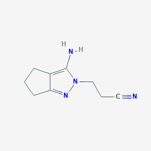 molecular formula C9H12N4 B1267076 3-(3-Amino-5,6-dihydrocyclopenta[c]pyrazol-2(4H)-yl)propanenitrile CAS No. 56112-89-1
