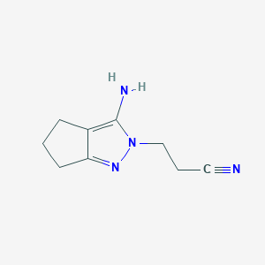 molecular formula C9H12N4 B1267076 环戊[c]吡唑-2(4h)-丙腈，3-氨基-5,6-二氢- CAS No. 56112-89-1