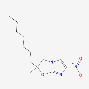 molecular formula C13H21N3O3 B12670776 Imidazo(2,1-b)oxazole, 2-heptyl-2,3-dihydro-2-methyl-6-nitro- CAS No. 127692-23-3