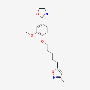 molecular formula C19H24N2O4 B12670837 Isoxazole, 5-(5-(4-(4,5-dihydro-2-oxazolyl)-2-methoxyphenoxy)pentyl)-3-methyl- CAS No. 98033-66-0