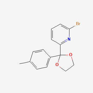 molecular formula C15H14BrNO2 B12670848 2-Bromo-6-(2-(p-tolyl)-1,3-dioxolan-2-yl)pyridine CAS No. 87848-96-2