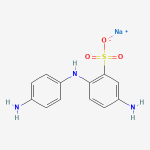 molecular formula C12H12N3NaO3S B12670893 Sodium 5-amino-2-(4-aminoanilino)benzenesulphonate CAS No. 85135-98-4
