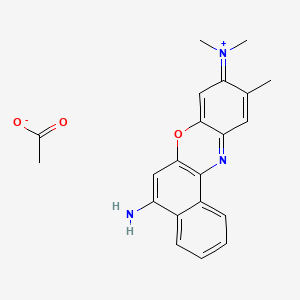 molecular formula C21H21N3O3 B12670934 5-Amino-9-(dimethylamino)-10-methylbenzo(a)phenoxazin-7-ium acetate CAS No. 62332-09-6