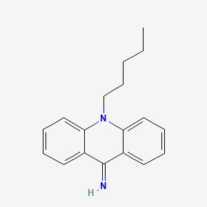 molecular formula C18H20N2 B12671007 9(10H)-Acridinimine, 10-pentyl- CAS No. 111782-83-3