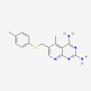 molecular formula C16H17N5S B12671048 Pyrido(2,3-d)pyrimidine-2,4-diamine, 5-methyl-6-(((4-methylphenyl)thio)methyl)- CAS No. 174654-91-2