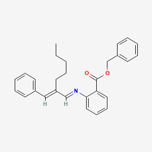 molecular formula C28H29NO2 B12671090 Benzyl 2-((2-(phenylmethylene)heptylidene)amino)benzoate CAS No. 83803-49-0