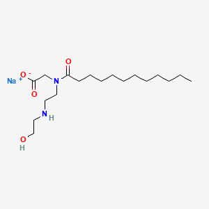 molecular formula C18H35N2NaO4 B12671103 Sodium N-(2-((2-hydroxyethyl)amino)ethyl)-N-(1-oxododecyl)glycinate CAS No. 94023-30-0