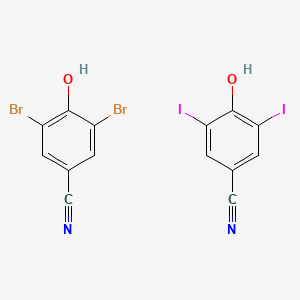 molecular formula C14H6Br2I2N2O2 B12671172 Benzonitrile, 3,5-dibromo-4-hydroxy-, mixt. with 4-hydroxy-3,5-diiodobenzonitrile CAS No. 63900-45-8