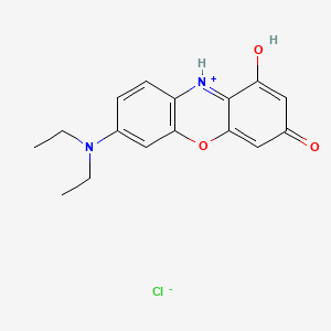 molecular formula C16H17ClN2O3 B12671261 7-(Diethylamino)-1,3-dihydroxyphenoxazin-5-ium chloride CAS No. 76372-58-2