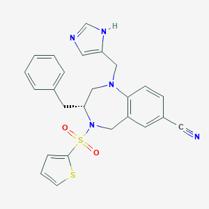 molecular formula C₂₅H₂₃N₅O₂S₂ B126714 3-Benzyl-1-(1H-imidazol-4-ylmethyl)-4-(thien-2-ylsulfonyl)-2,3,4,5-tetrahydro-1H-1,4-benzodiazepine-7-carbonitrile CAS No. 195987-41-8