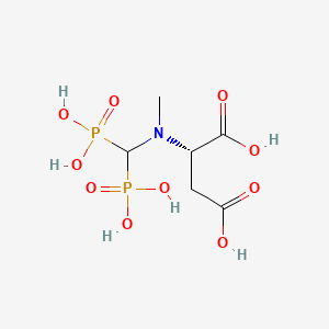 molecular formula C6H13NO10P2 B12671459 N-(Bis(phosphono)methyl)-N-methyl-L-aspartic acid CAS No. 94200-64-3