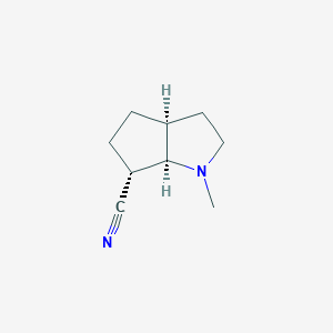 molecular formula C9H14N2 B126715 Cyclopenta[b]pyrrole-6-carbonitrile, octahydro-1-methyl-, [3aS-(3aalpha,6alpha,6aalpha)]-(9CI) CAS No. 142434-04-6
