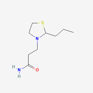 molecular formula C9H18N2OS B12671533 3-Thiazolidinepropanamide, 2-propyl- CAS No. 124882-61-7