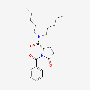 molecular formula C22H32N2O3 B12671573 (S)-1-Benzoyl-5-oxo-N,N-dipentylpyrrolidine-2-carboxamide CAS No. 85248-85-7