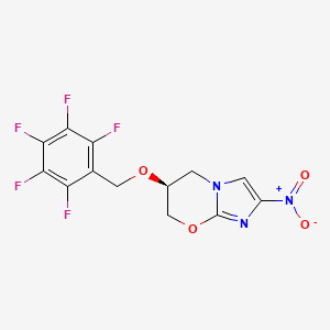 molecular formula C13H8F5N3O4 B12671576 (S)-2-Nitro-6-pentafluorophenylmethoxy-6,7-dihydro-5H-imidazo(2,1-b)(1,3)oxazine CAS No. 187235-30-9