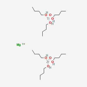 molecular formula C24H60MgO8TiZr+2 B12671631 Magnesium tributoxyoxotitanate(1-) tributoxyoxozirconate(1-) CAS No. 94276-53-6
