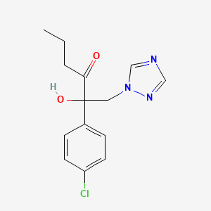 molecular formula C14H16ClN3O2 B12671745 3-Hexanone, 2-(4-chlorophenyl)-2-hydroxy-1-(1H-1,2,4-triazol-1-yl)- CAS No. 107658-88-8